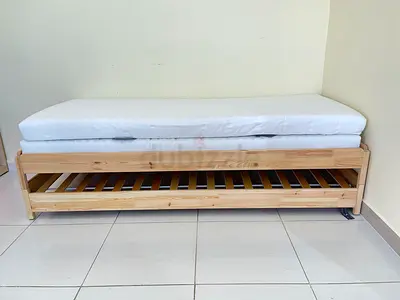 IKEA UTÅKER Stackable Pine Bed with 2 Mattresses (80x200 cm). Very useful for limited places