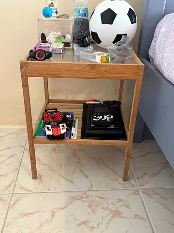 2x Ikea bedside tables with glass top