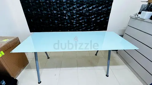 Rectangle Glass Table with Adjustable Legs w/FREE Gaming Chair