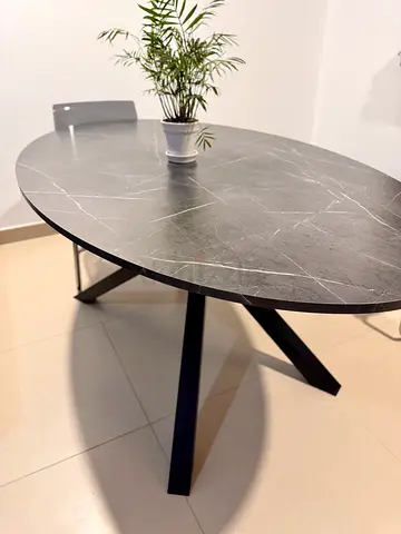 Oval Marble-Effect Dining Table + 4 IKEA TOBIAS Chairs - excellent condition