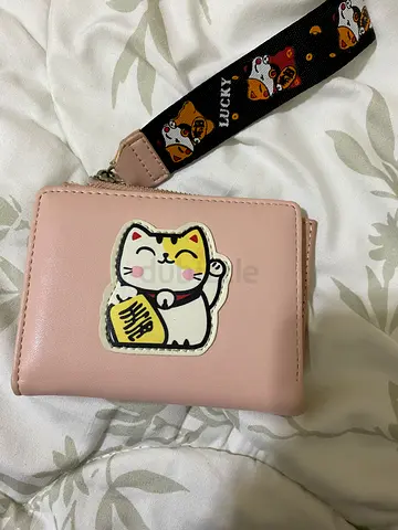 Cute japanese lucky cat designs children kids wallet baby pink girly color