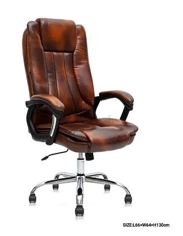 Brown Leather Executive Office Chair with Adjustable Height