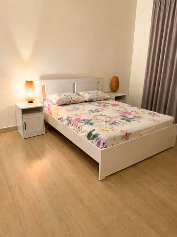 Ikea Queen bed +Side tables