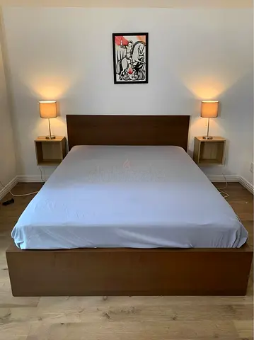 IKEA Malm Queen size bed frame with mattress. (160 × 200 cm)