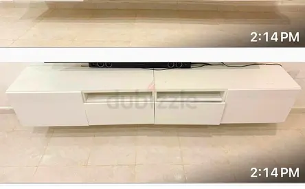 White Wall-Mounted TV Cabinet / Media Console - 4 Drawers