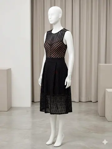 Stunning New York  Company Black Midi Lace Dress – Size S