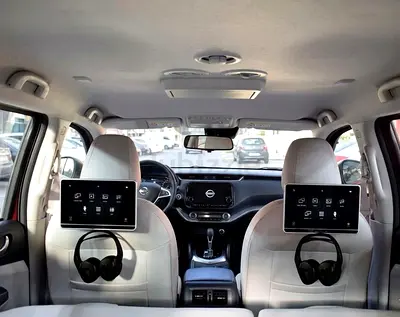Pair of Rear Seat Headrest Entertainment Screens with Wireless Headphones