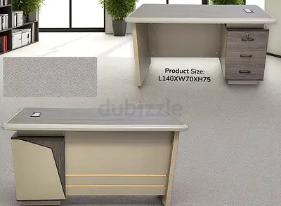 Modern Executiver Office Desk with Lockable Drawers - Grey Wood (L140 x W70 x H75 cm)