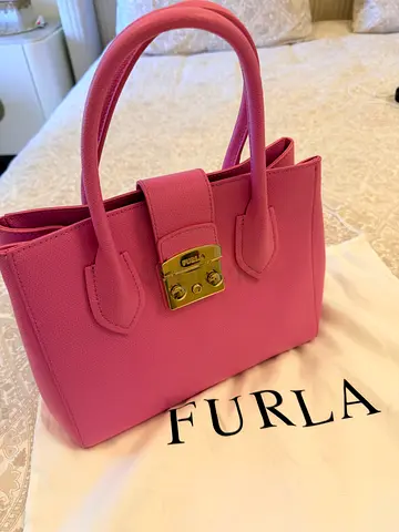Pink Furla structured leather handbag - excellent condition