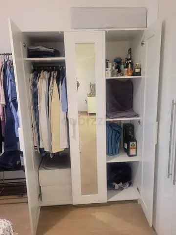IKEA White 3-Door Wardrobe with Mirror — Good Condition