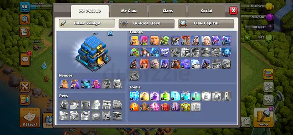 Clash of Clans account with Town Hall 12/13 troops and heroes (screenshot) - UAE