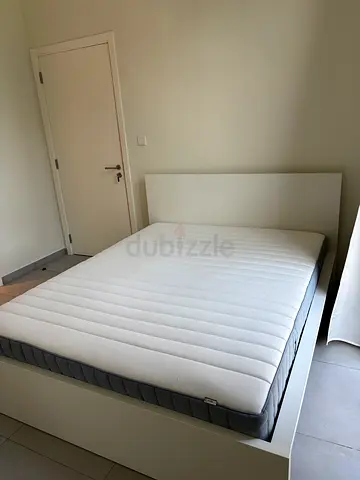 Modern White Bed Frame with Comfortable Mattress IKEA MALM Bed Frame + VALEVÅG Mattress