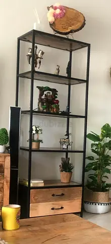 Solid Mango wood book shelf with metal frame