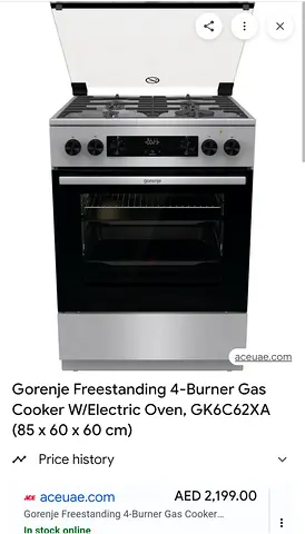 Gorenje (Made in Europe) 4-Burner Gas Cooker with Electric Oven (GK6C62XA) PERFECT CONDITION