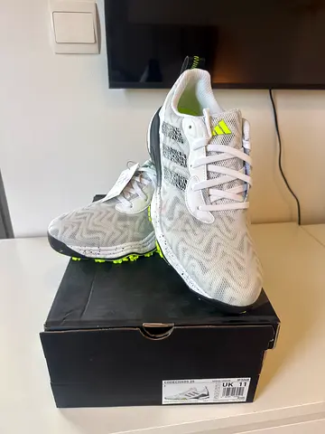 Mens adidas code chaos white golf shoes with spikes - size UK 11