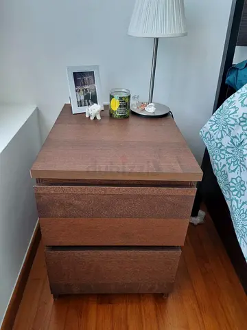 Solid wood bedside table / nightstand - 2 drawers, good condition