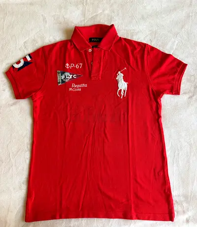 Red Polo Ralph Lauren Style Embroidered Regatta Polo Shirt - Mens
