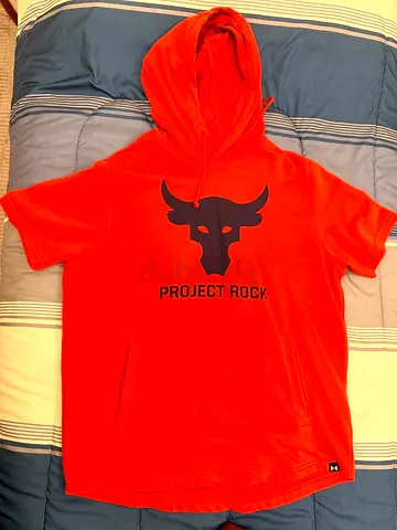 Red Project Rock Short-Sleeve Hoodie (Under Armour)