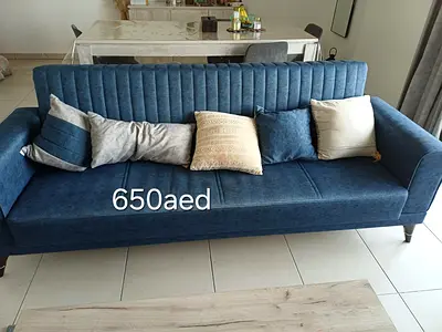 Blue 4-Seater Sofa — Good Condition, 650 AED