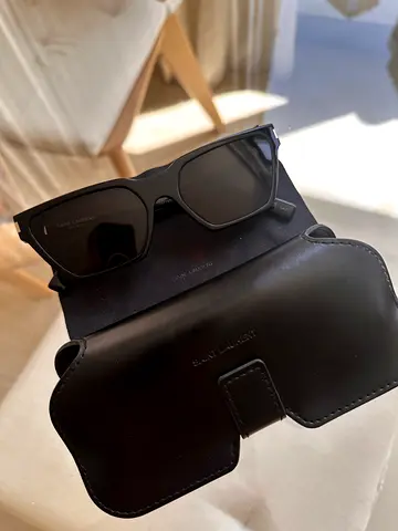 YSL Black rectangular sunglasses with leather case - used twice