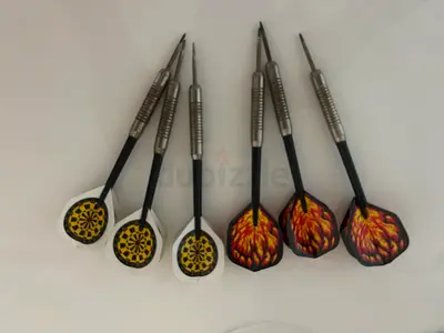 Set of 6 Steel Tip Darts with Flights - Used, Good Condition