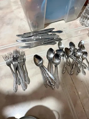 Set of Stainless Steel Cutlery (Forks, Spoons, Knives) - Used