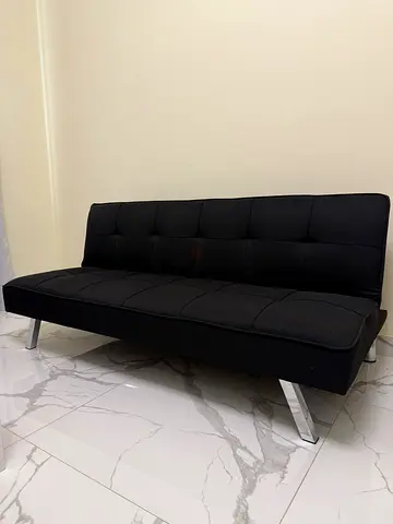 Modern Black Sofa / sofa bed with Chrome Legs - Good condition