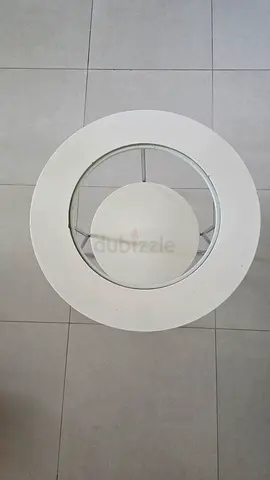 Small round white centre/side table with glass inset - good condition
