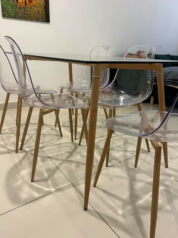 Glass dining table with 6 chairs