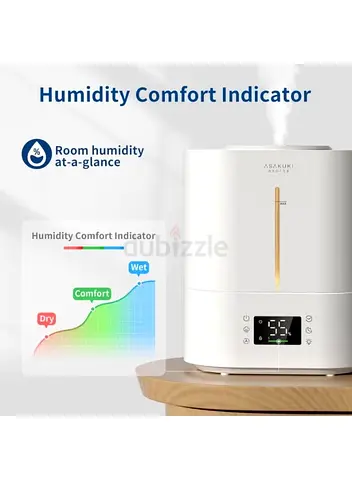 ASAKUKI 4L Top Fill Cool Mist Humidifier – Quiet Sleep Mode  Auto Humidity Control