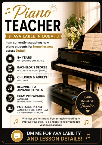 Private Piano lessons in Your Home