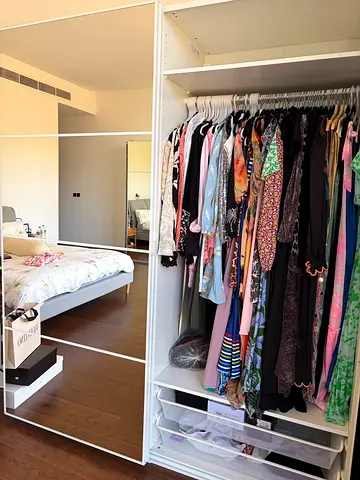 Large Mirrored Sliding Wardrobe — 2 Panels, Built-in Shelves