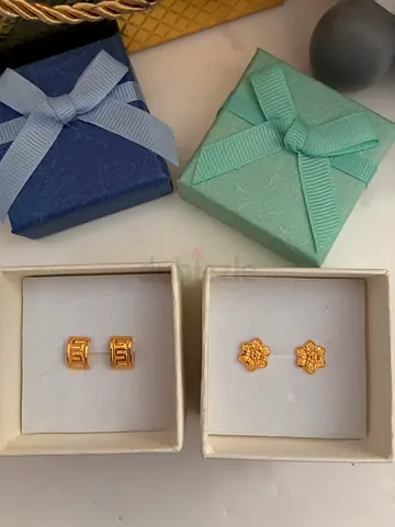 18K Real Gold Screw-Back Earrings | Floral and Geometric | Lightweight | Secure Lock | Perfect for
