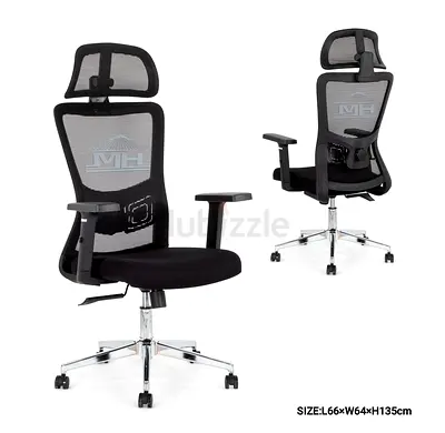 Ergonomic Mesh Office Chair with Headrest - Adjustable Lumbar Support