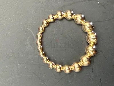 Delicate beaded 18k gold ring (size 53) with high purity diamond 6.6g