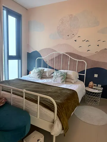 White Metal Single/Double Bed Frame with Headboard