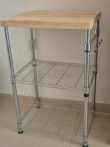Kitchen stand with wooden top