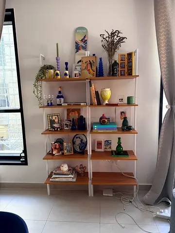 Wall mounted wood shelving x 2