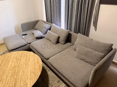 3-Seater Grey Fabric Sofa with Chaise - Good Condition