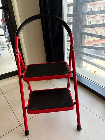 Red 2-step Folding Step Ladder - Lightweight and Sturdy