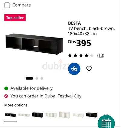 IKEA BESTÅ TV bench - black-brown, 180x40x38 cm and shelving unit
