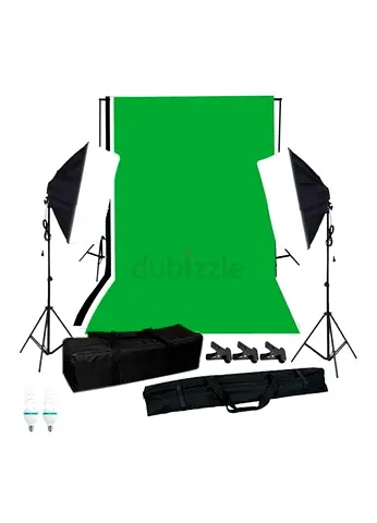 Photography Softbox Lighting Kit With Studio Background Stand Black/White/Green
