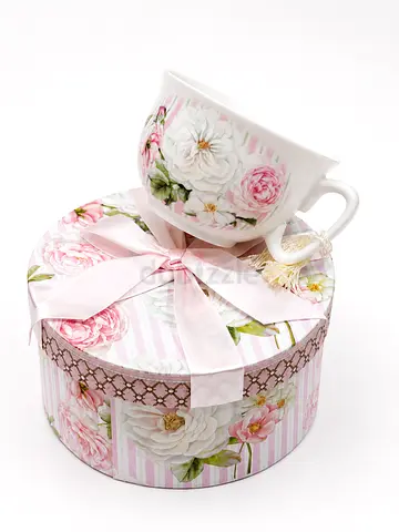 Floral Porcelain Teacup with Decorative Gift Box - Like New