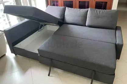 Grey L-shaped Storage Sofa Bed — Good Condition