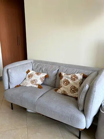 Light Grey 2-Seater Fabric Sofa - Good Condition