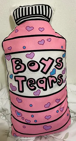 Cute Boys tears pillow plushie bottle shaped pink