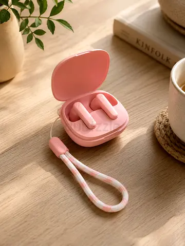 wireless earbuds with charging case - pink