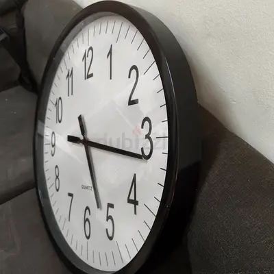 Large Wall Clock — Simple Black Frame, Quartz