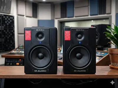 Studio Monitor Speakers - M Audio professional-grade Burr-Brown analog to digital conversion and DSP