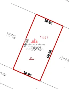 Land for sale in Al-Hawshi, prime location, area 20,000 sq ft